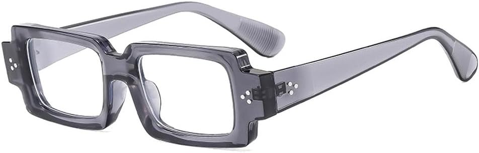 

Ретро маленькие прямоугольные солнцезащитные очки для женщин с заклепками, сине-желтые, с защитой от УФ-излучения UV400, модные мужские очки с прозрачными линзами в оправе SKFGNX, Grey Clear