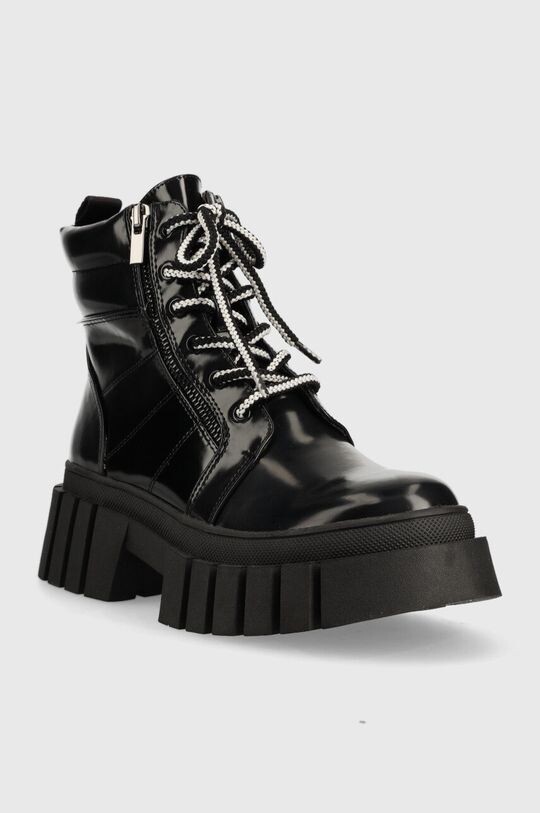 Женские ботинки Steve Madden лакированные на шнуровке, черный — фото 2