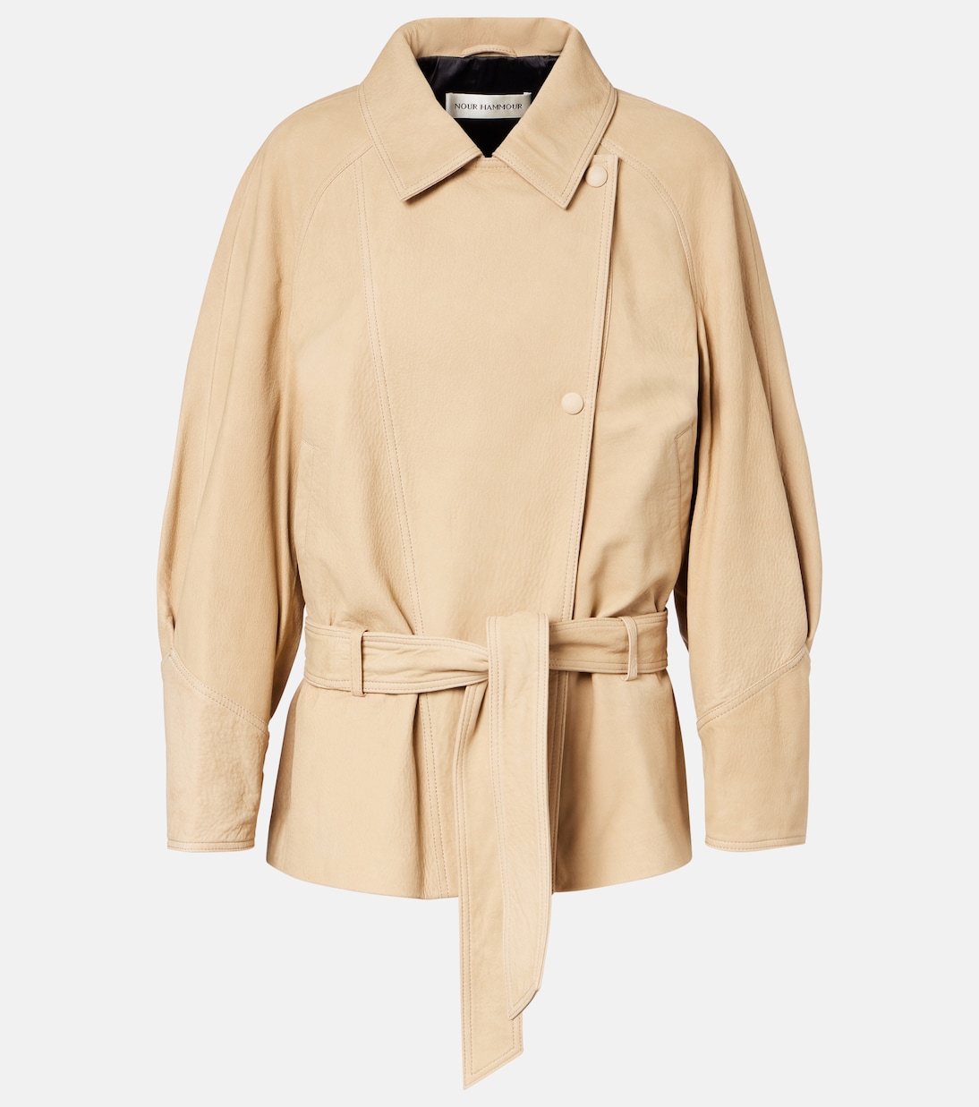 

Кожаная куртка Баффи Nour Hammour, Beige Nubuck