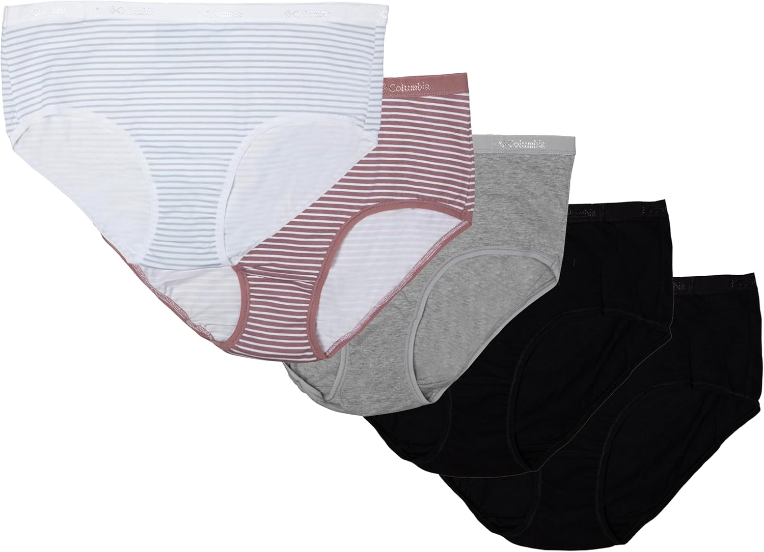 

Columbia женские трусы 4-way Stretch Cotton, 5 штук, Black/Grey/Fig/White