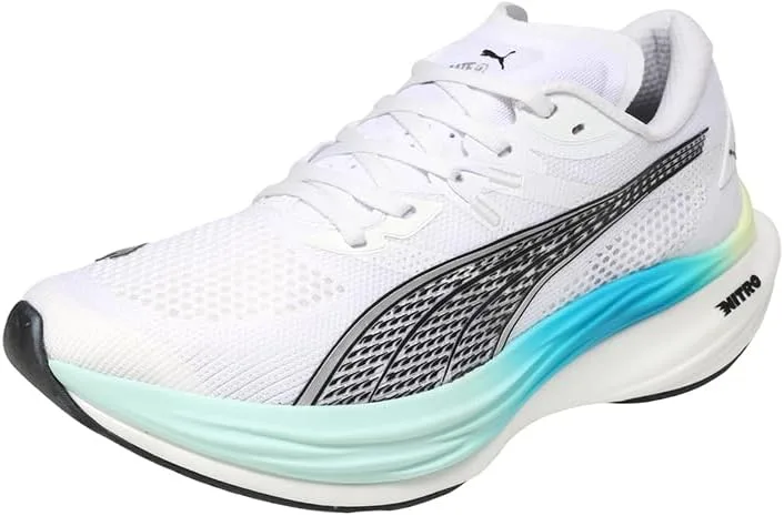 Кроссовки Puma Herren Deviate Nitro 3 White-Mint Melt Schuhe, белый/зеленый