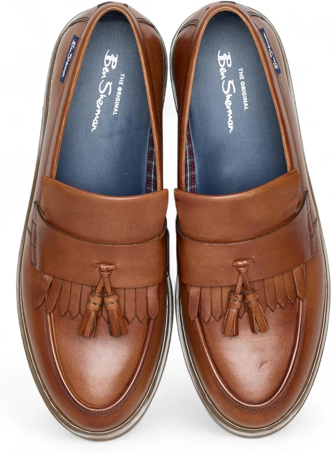 Лоферы мужские с кисточками из натуральной кожи, Tan Infinity Leather — фото 4