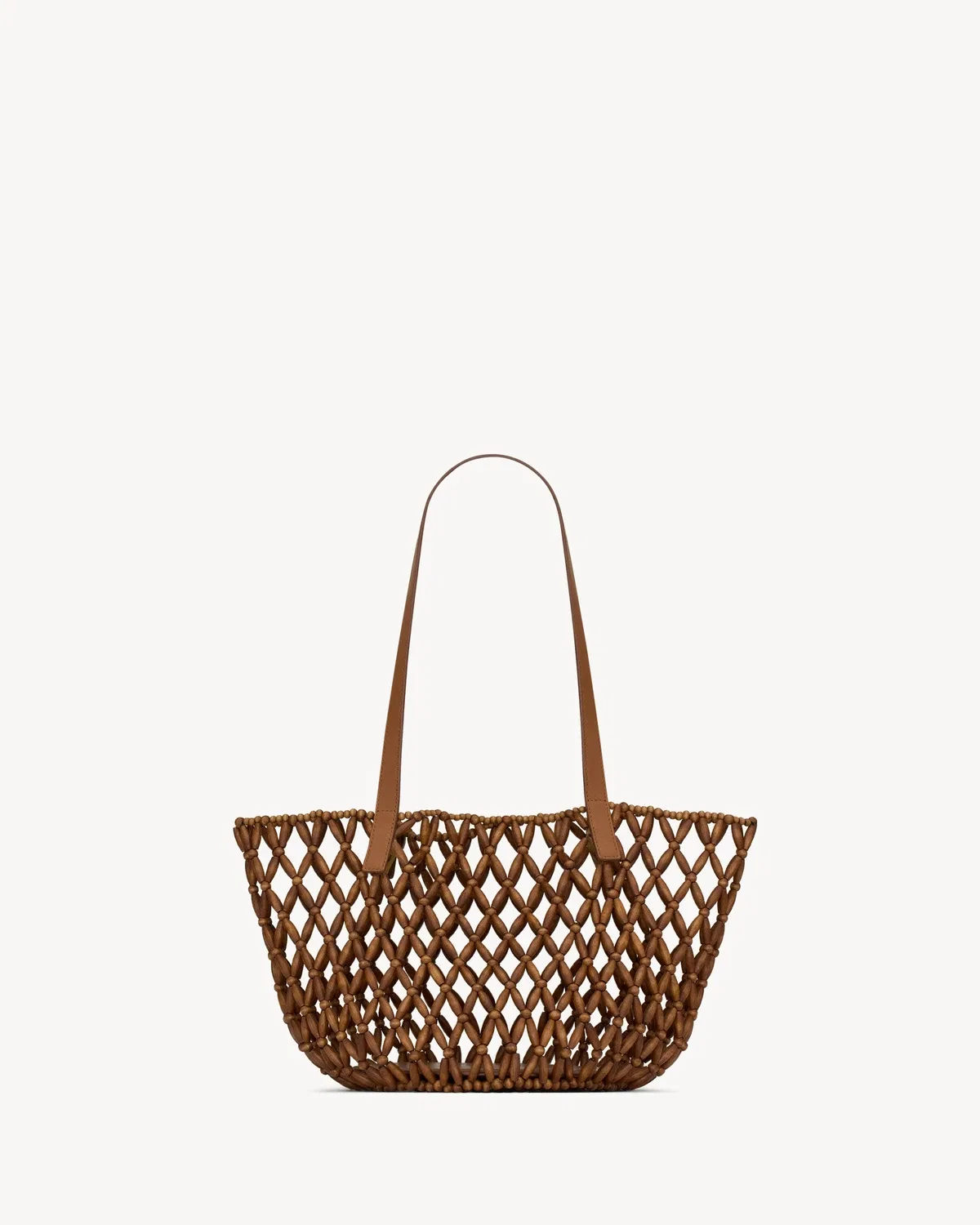Маленькая сумка PANIER из деревянных бусин SAINT LAURENT, коричневый — фото 3