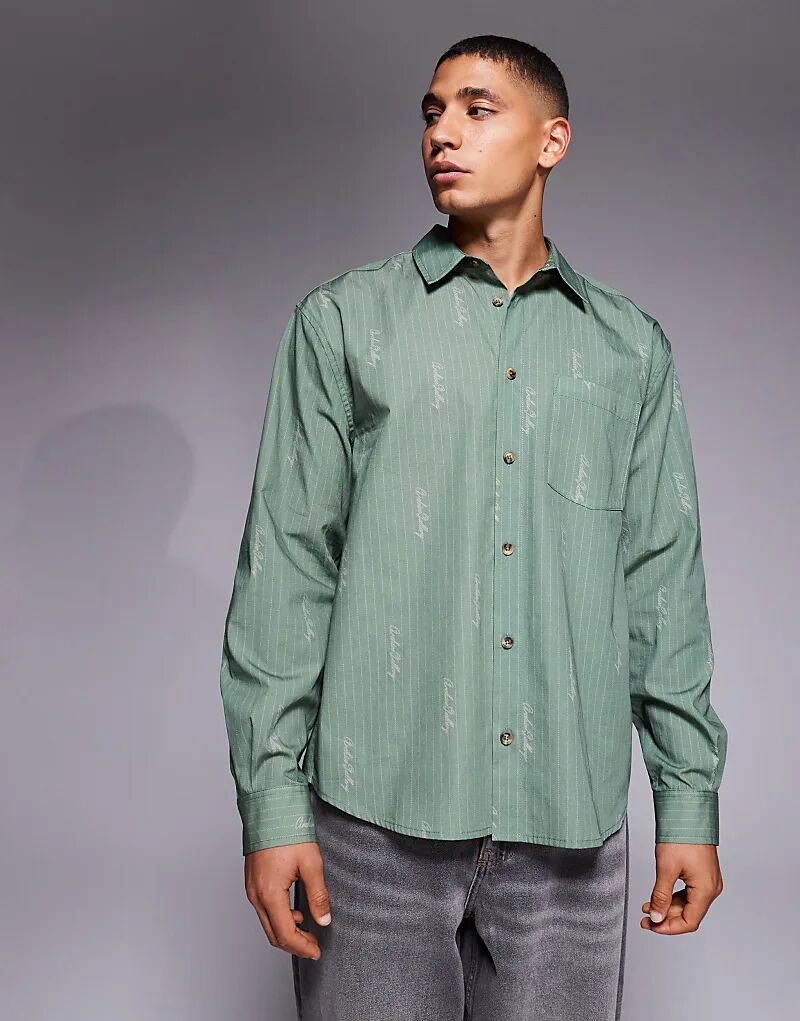 

Свободная рубашка с принтом ASOS DESIGN зеленого цвета