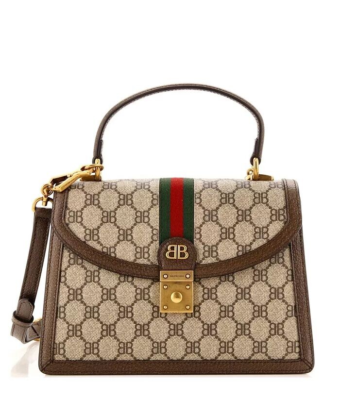 

Маленькая сумка с ручкой сверху x Gucci The Hacker Project из холщовой ткани с покрытием BB Pre-Owned Balenciaga, коричневый