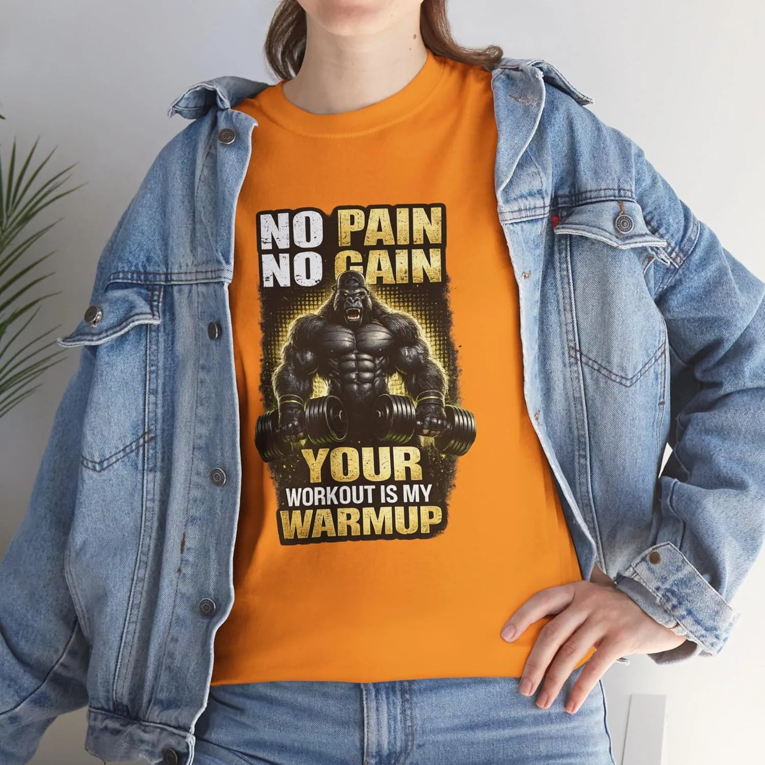 Футболка с принтом No Pain No Gain, GENERIC, Tennessee Orange — фото 3