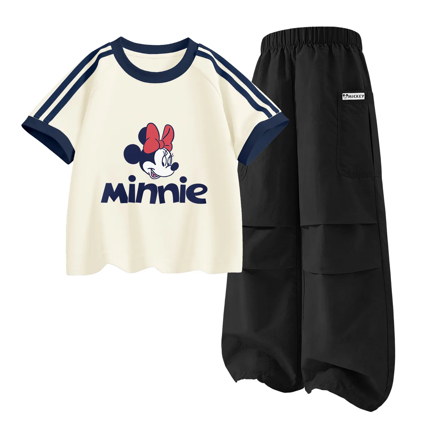 Casual Sportswear 2 Piece Set Kids' Disney, elegant minnie almond белый+dihu long hook-and-loop черный