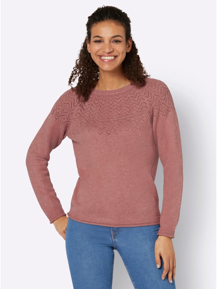 

Ажурный свитер из меланжевого цвета розового дерева WITT WEIDEN