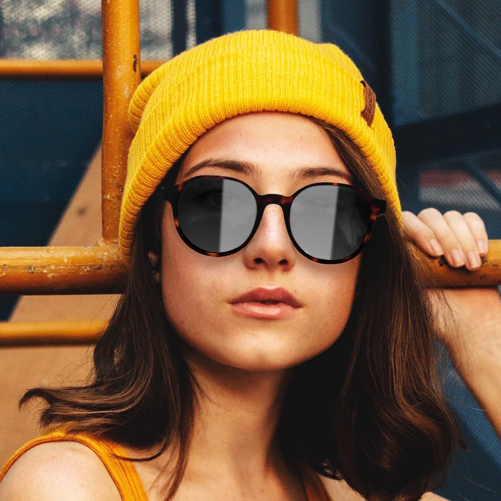 

Винтажные круглые поляризованные солнцезащитные очки из ацетата в жесткой оправе, дизайнерские очки для женщин и мужчин 2020 VentiVenti, Black Tortoise Frame/Smoke Lens