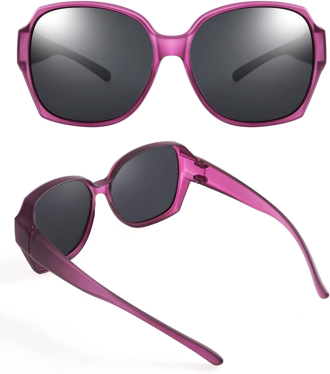 

Квадратные, увеличенные, поляризованные очки, надеваемые поверх солнцезащитных очков, с легкой крупной оправой, для женщин и мужчин TINHAO, F02-matte Dark Purple-15