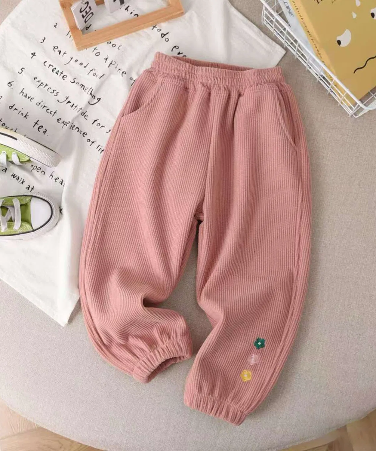 Детские спортивные штаны с вышивкой aimoha-KIDS, розовые