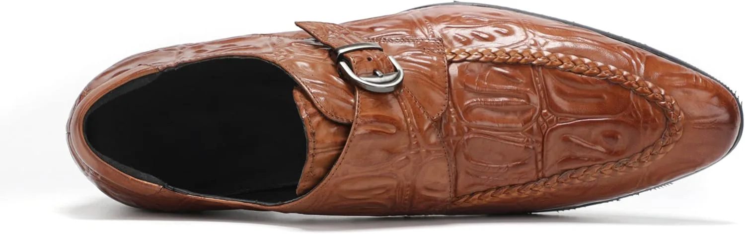 

Мужские лоферы Santimon, классические туфли-слипоны из кожи с пряжкой, лакированные аллигаторовые пенни-лоферы, удобная модная обувь для бизнеса и прогулок, коричневый