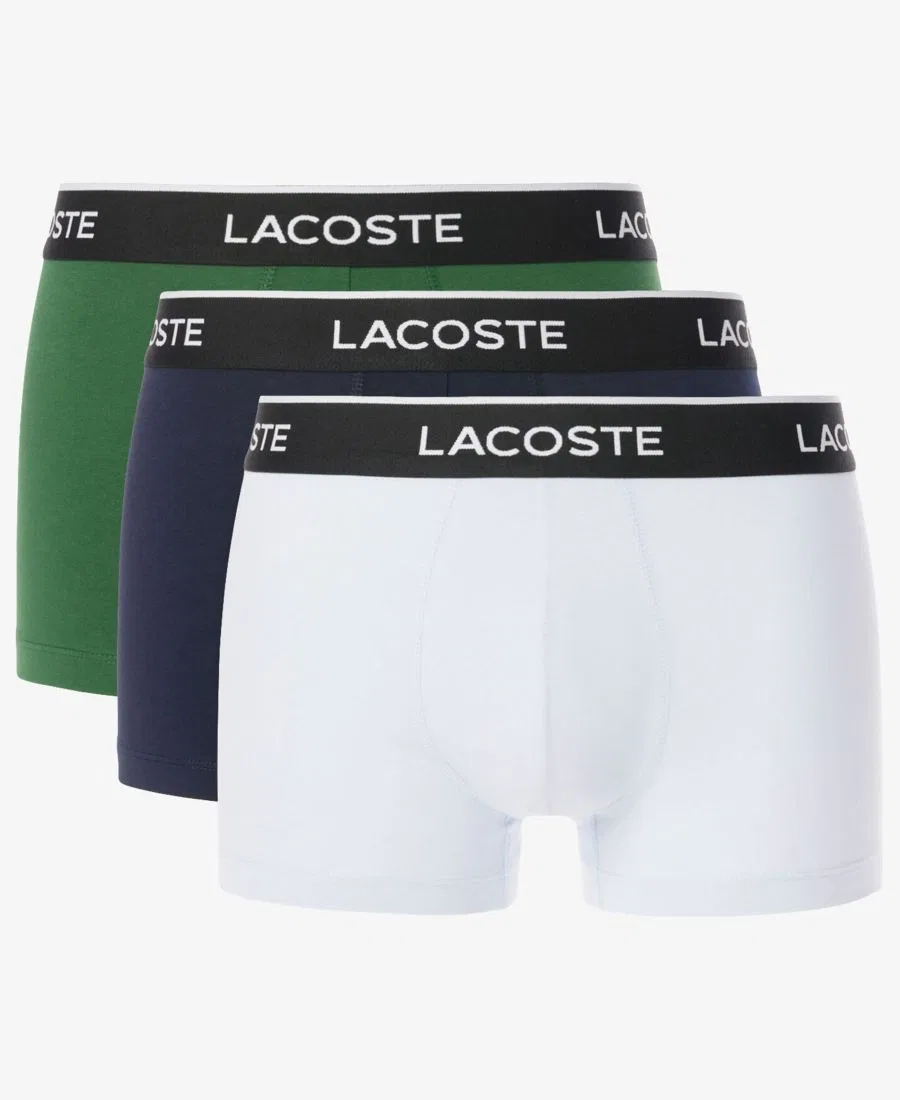 Мужские плавки Lacoste, комплект из 3 штук, стандартный крой, зеленый/черный/белый