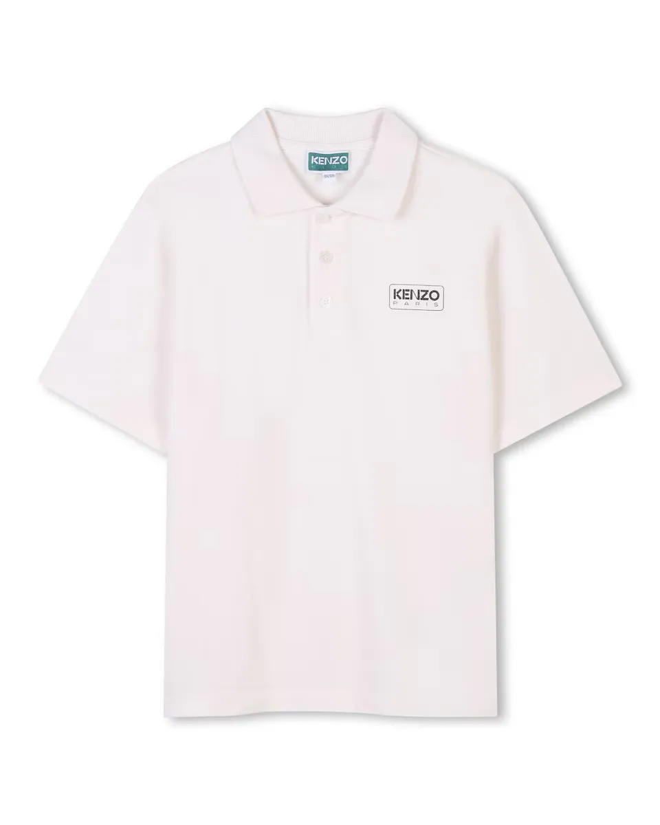 

Рубашка поло для мальчика из белого хлопка Kenzo Kids, белый