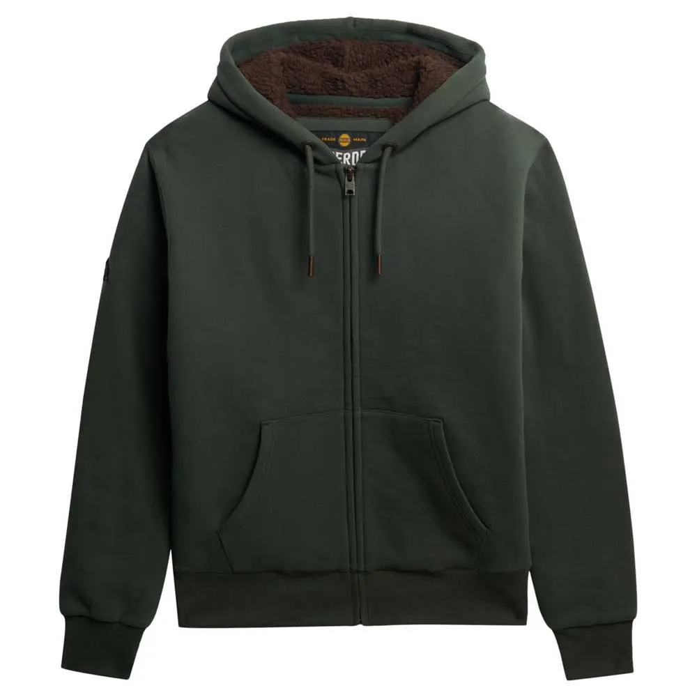 Толстовка Superdry на молнии с подкладкой из искусственного меха Borg, зеленый