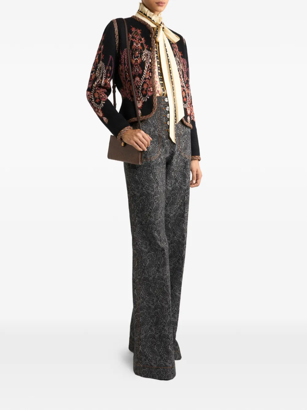 Жаккардовый кардиган с узором пейсли Etro, черный — фото 2