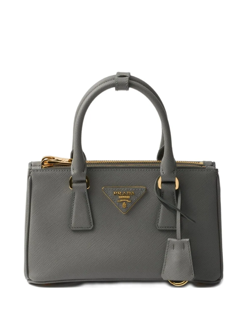 

Мини-сумка Galleria из сафьяновой кожи с верхней ручкой Prada, серый