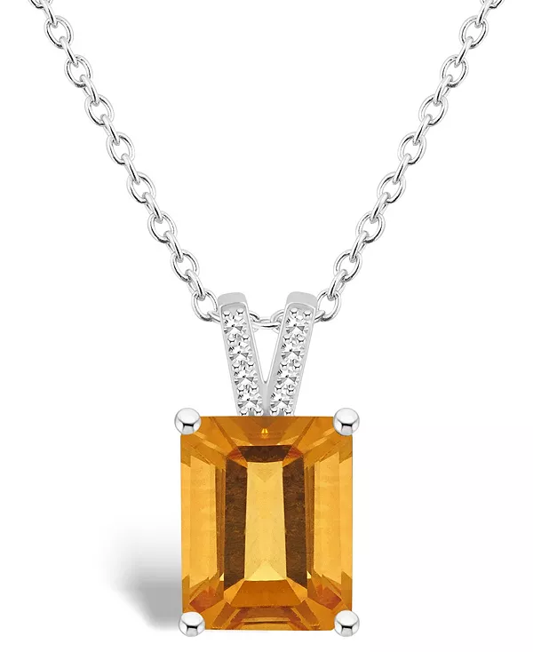 

Женское ожерелье с подвеской из стерлингового серебра с цитрином (3-1/6 карата) и бриллиантами Macy'S, citrine