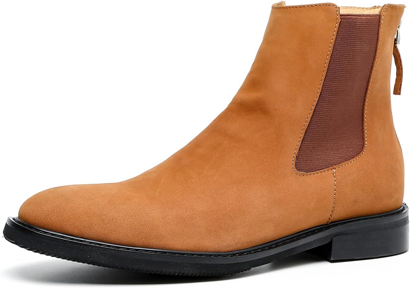 

Мужские замшевые ботинки Chelsea Santimon с молнией на щиколотке, классические сапоги без шнурков, Tan