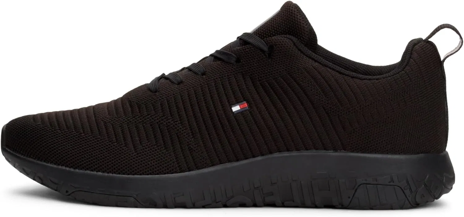Мужские кроссовки Tommy Hilfiger Runner, спортивная обувь с ребристым плетением в корпоративном стиле, Black