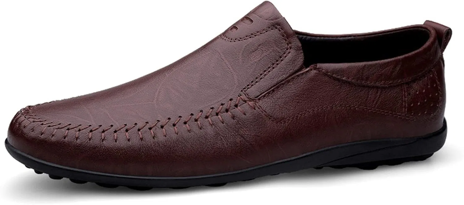 Лоферы мужские Leather Comfortable Lightweight Red/Brown PUGHGAETZF — фото 2