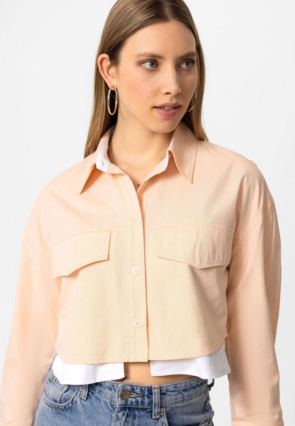 

Блузка-рубашка Oversize Crop Shirt Felix Hardy, оранжевая