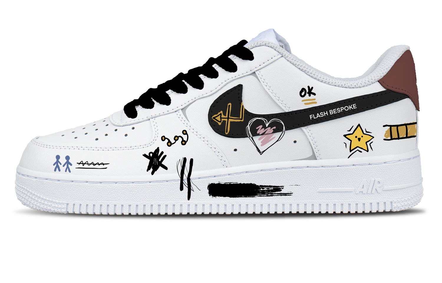 

Nike Кроссовки Air Force 1 Fun Painted Abrasion Resistant низкие для скейтбординга мужские черно-белые