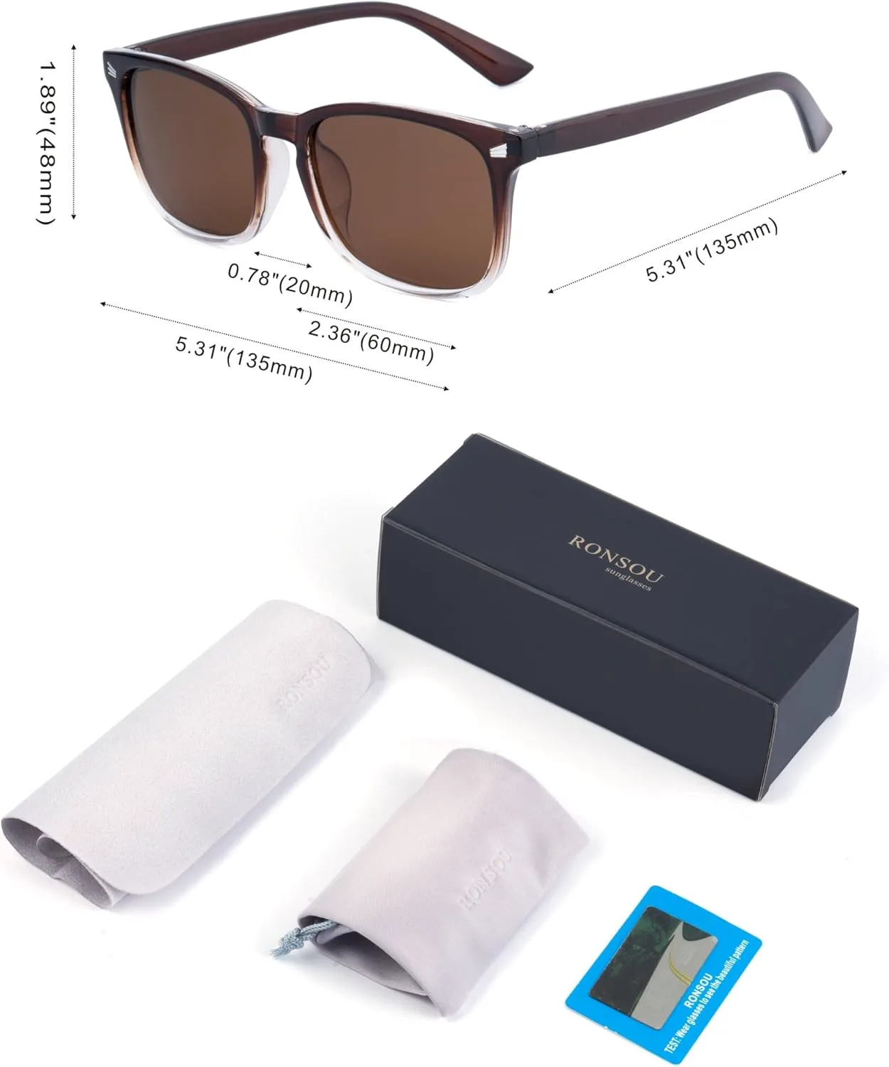 

Женские дизайнерские поляризованные солнцезащитные очки RONSOU с защитой от УФ-излучения UV400 (коричневая оправа, коричневые линзы), Brown Frame/Brown Lens