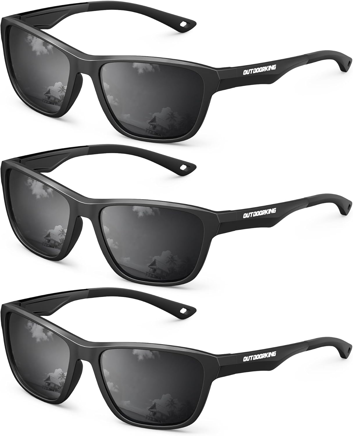 

Поляризованные солнцезащитные очки KALIYADI для мужчин и женщин: солнцезащитные очки с легкой оправой для вождения, рыбалки и защиты от УФ-излучения UV400, A11-black+black+black