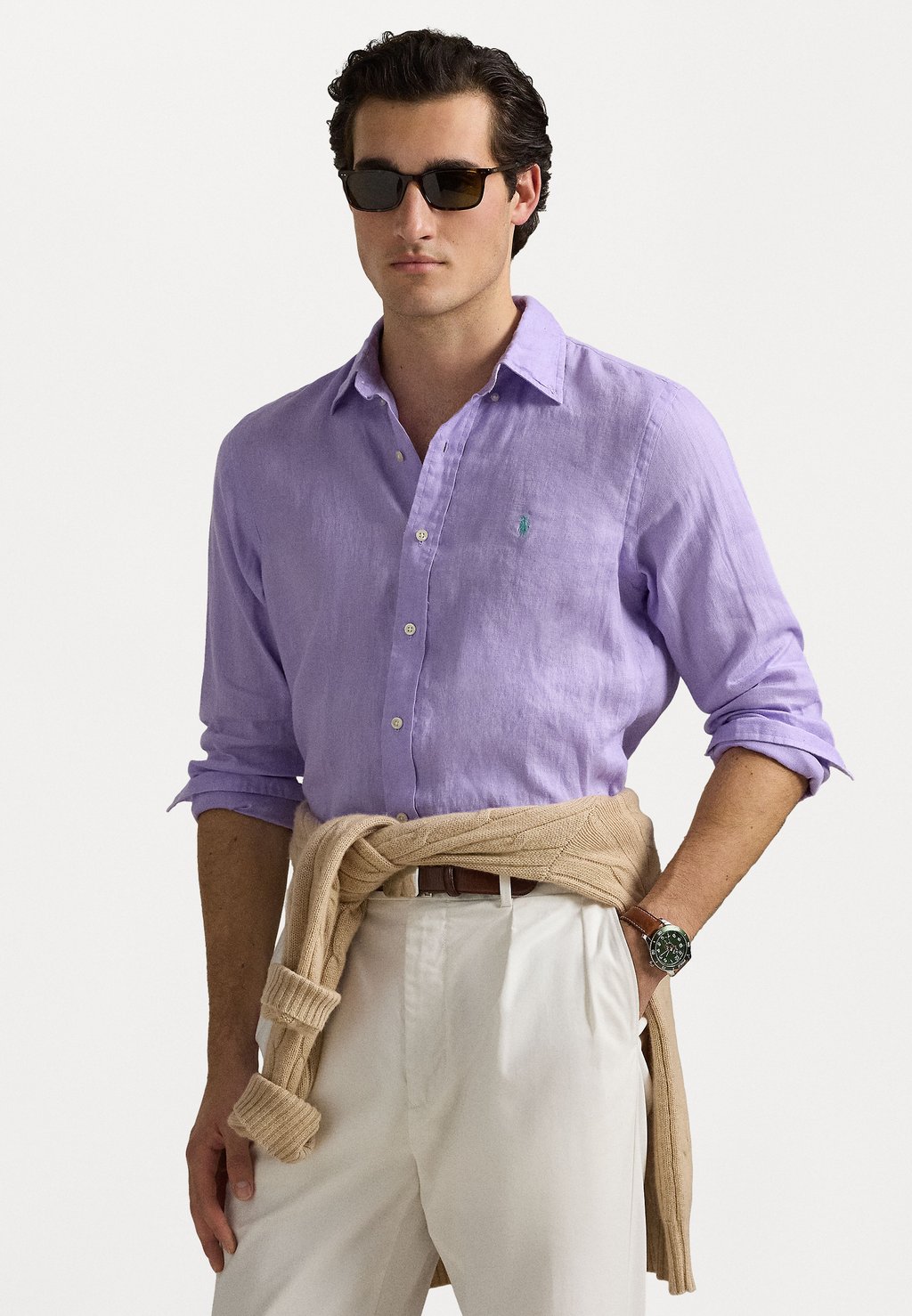 

Рубашка CUSTOM FIT LINEN SHIRT Polo Ralph Lauren, фиолетовый