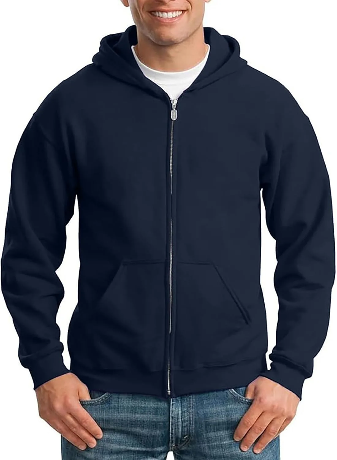 

Толстовка с капюшоном Fleece Zip Solid для мужчин, Moisture Wicking & Breathable, длинный рукав