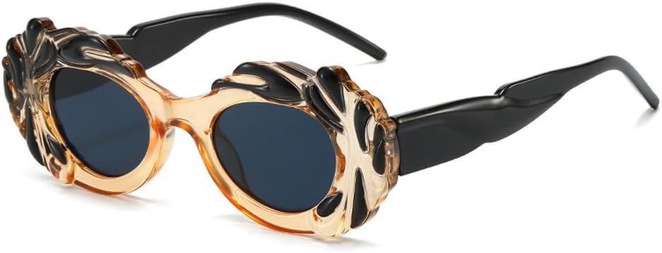 

Винтажные панк-солнцезащитные очки круглой формы для женщин и мужчин, модные разноцветные солнцезащитные очки класса люкс с защитой от УФ-излучения UV400 TKKTLLT, Blackbrown-black