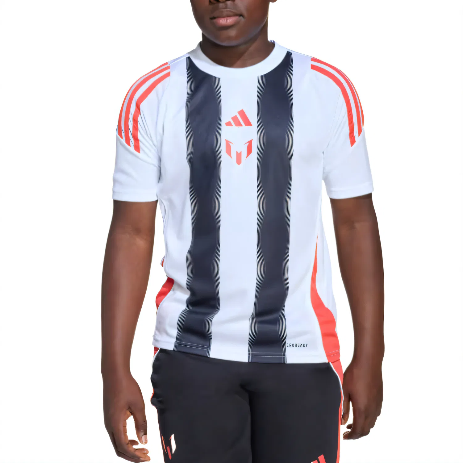 Детская спортивная футболка Messi Kids' Adidas, White/Semi-Transparent Red — фото 3