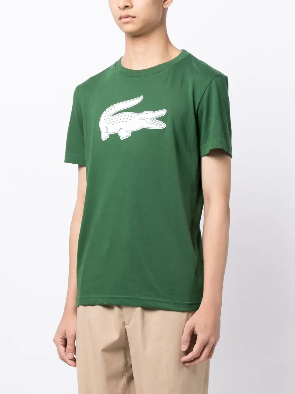Хлопковая футболка с логотипом Lacoste, зеленый — фото 3