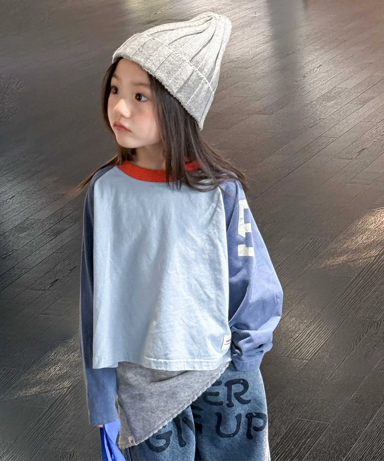 Двухцветная футболка-реглан с длинным рукавом Aimoha Kids, blue — фото 3