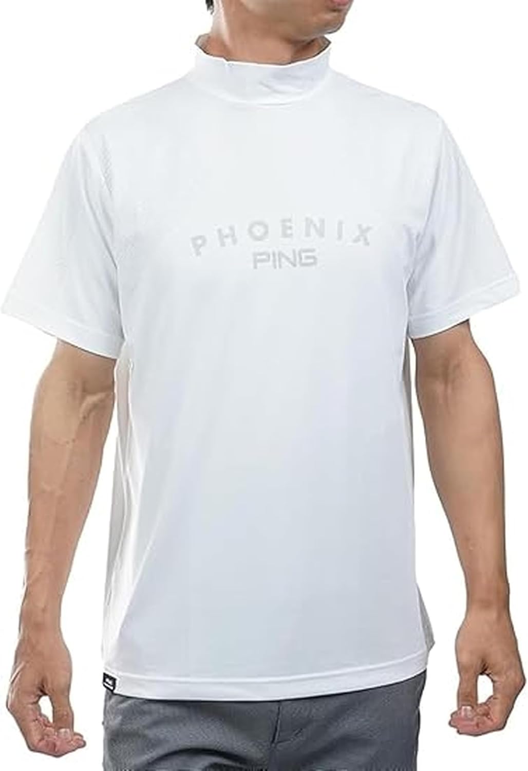 

Мужская рубашка Ping с коротким рукавом и высоким воротником (сетчатый жаккард) / для гольфа / 621-5267801, белый