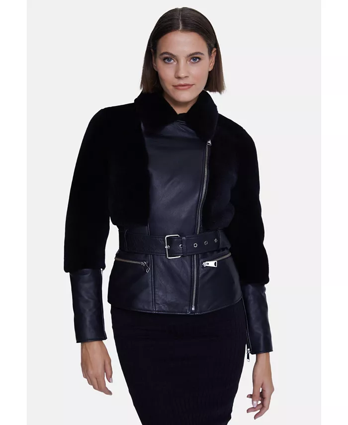 

Женская модная куртка, наппа черного цвета Furniq UK, черный