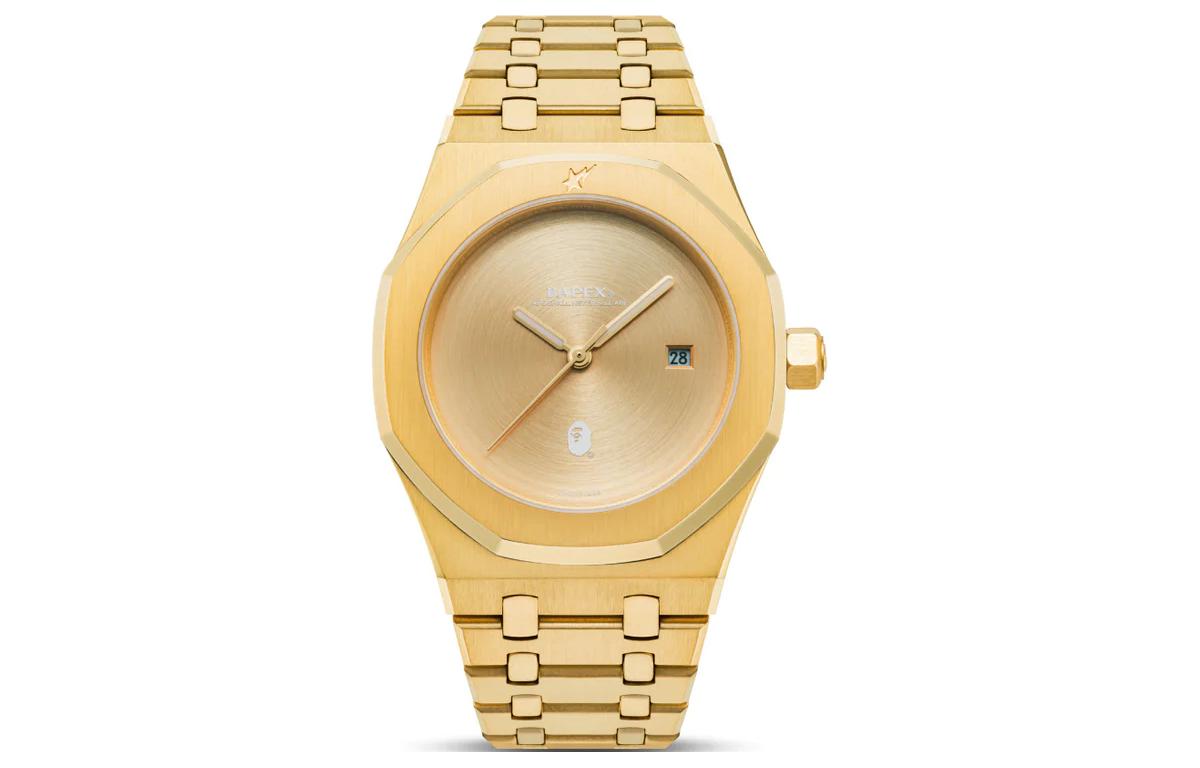 

A BATHING APE Часы Bape Type 9 Bapex Watch Silver, Gold Dial