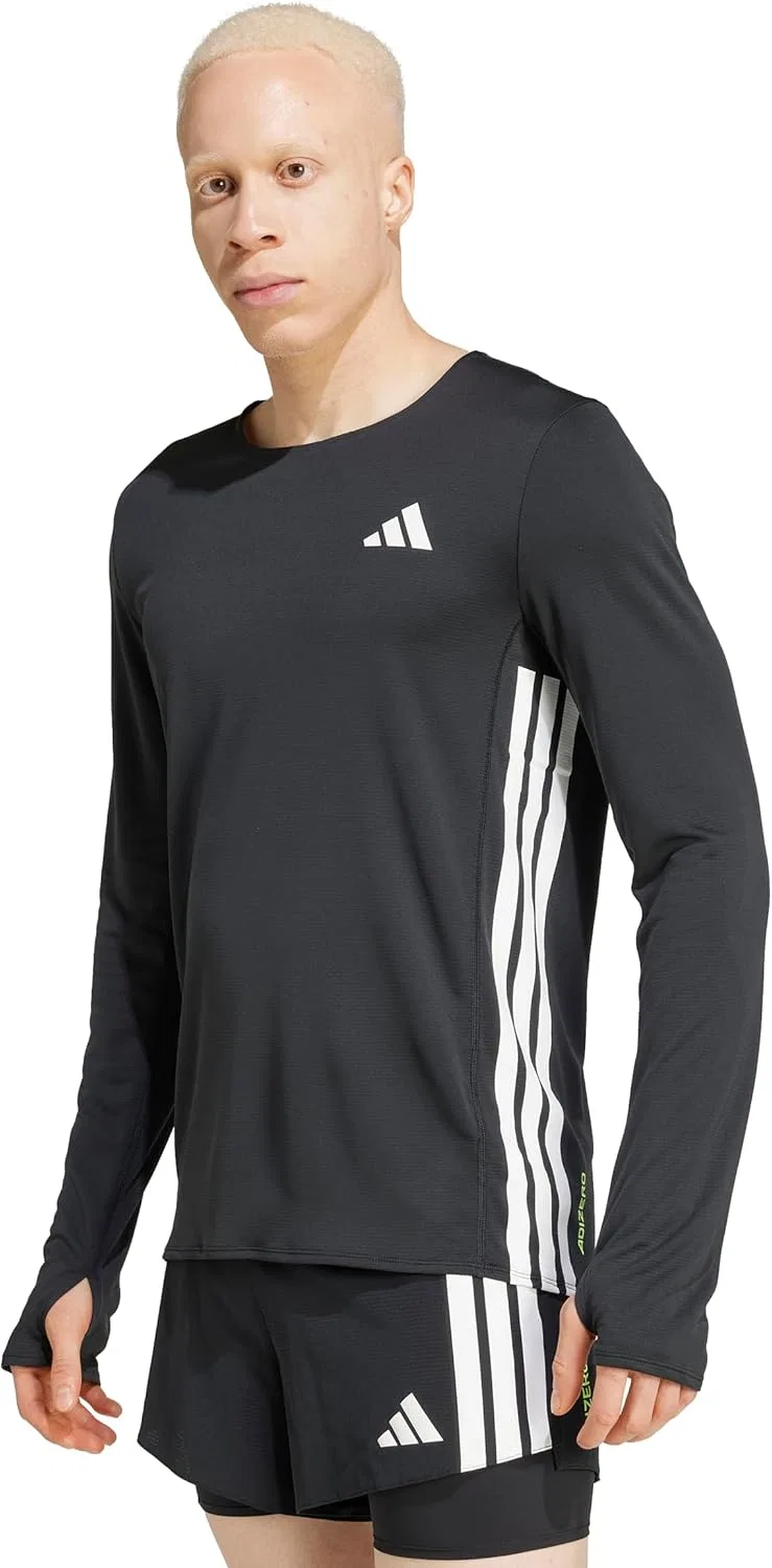 Футболка для бега Adidas Adizero с длинным рукавом, черный — фото 2