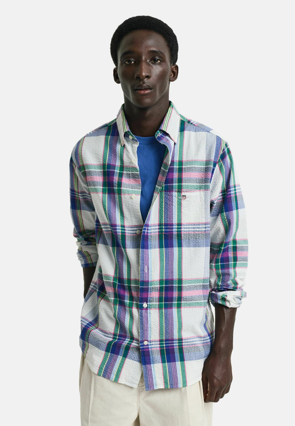 

Рубашка REGULAR FIT SEERSUCKER MADRAS GANT, слоновая кость