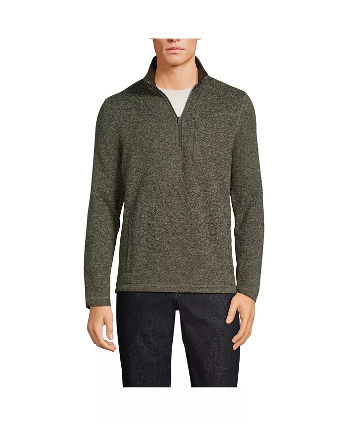 

Мужская высокая толстовка-полузип с флисом Lands' End, зеленый