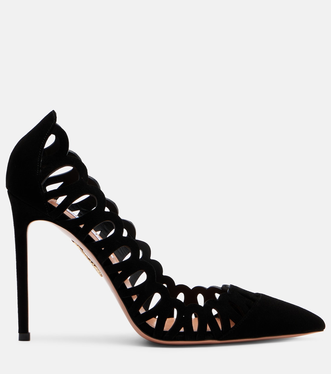 Туфли Peep 105 из кожи с фестончатым краем Aquazzura, черный — фото 4