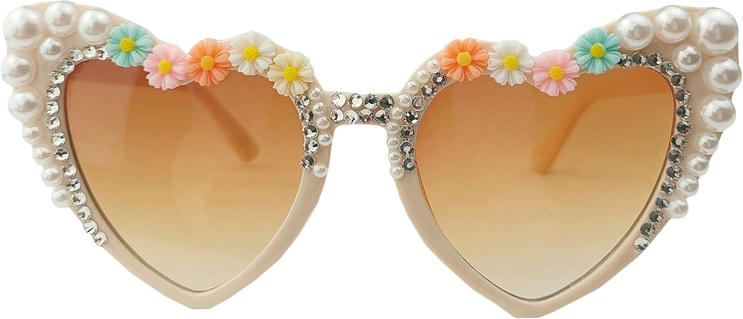 

Солнцезащитные очки Willochra в форме сердца со стразами, модные женские солнцезащитные очки с бриллиантовым блеском для вечеринки, жемчужные солнцезащитные очки с кристаллами, Brown