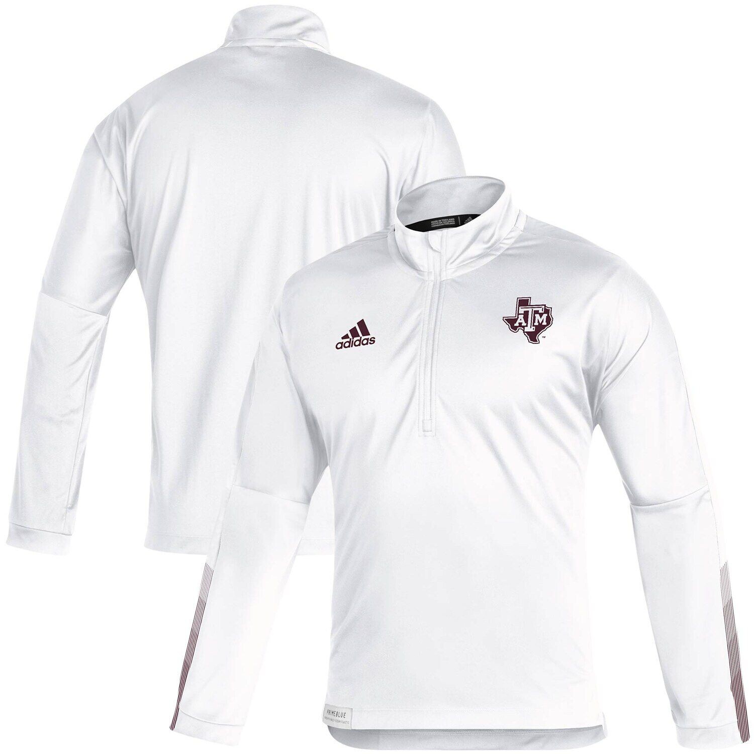 

Мужская белая куртка Texas A&M Aggies 2021 Sideline Primeblue с молнией на четверть adidas, Белый, Мужская белая куртка Texas A&M Aggies 2021 Sideline Primeblue с молнией на четверть adidas