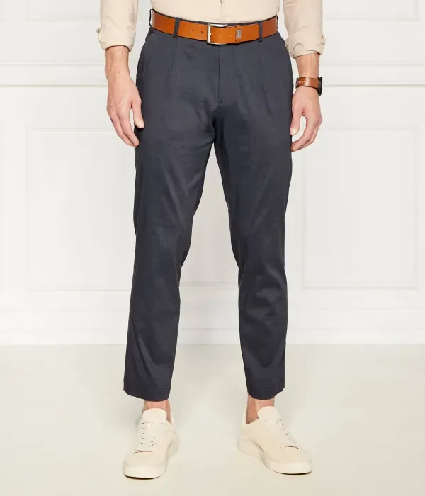 Льняные брюки P-Perin-RDS-WG-242 relaxed fit Boss, темно-синий — фото 3