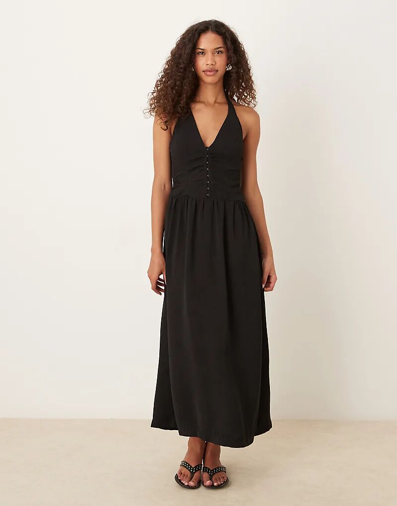 

Платье макси ASOS DESIGN с лифом в стиле корсета, черного цвета