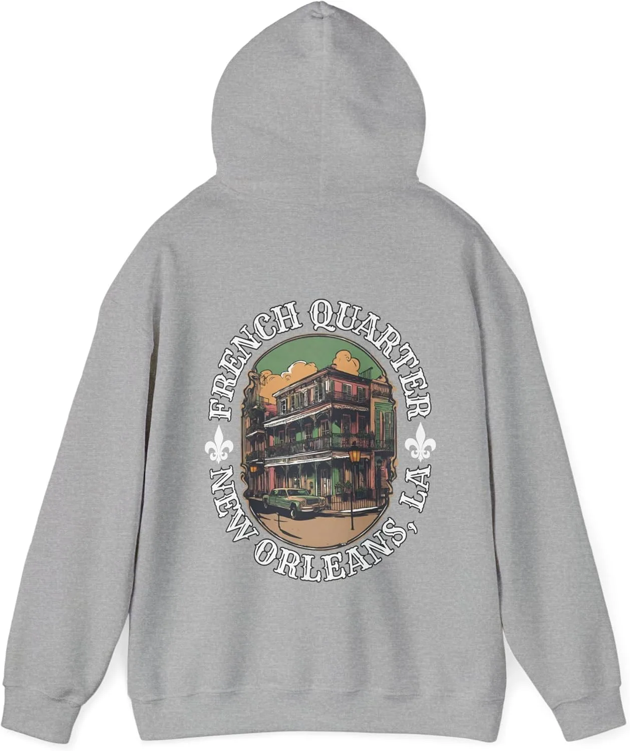 Худи French Quarter New Orleans, толстовка NOLA Apparel, сувенир с Бурбон-стрит GENERIC, серый — фото 2