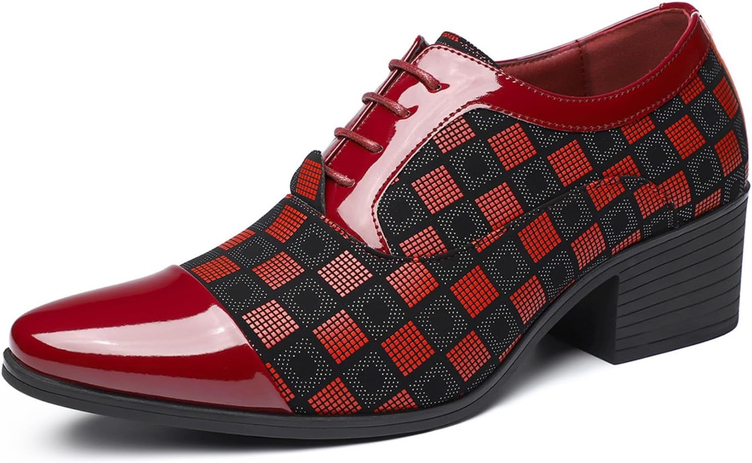 

Мужские туфли-оксфорды с узором из лакированной кожи на толстой подошве, с шнуровкой, уютные, с заплатками, заостренным носком, дерби для вечеринок, свадеб, официальных мероприятий и офисной работы Netehadi, красный