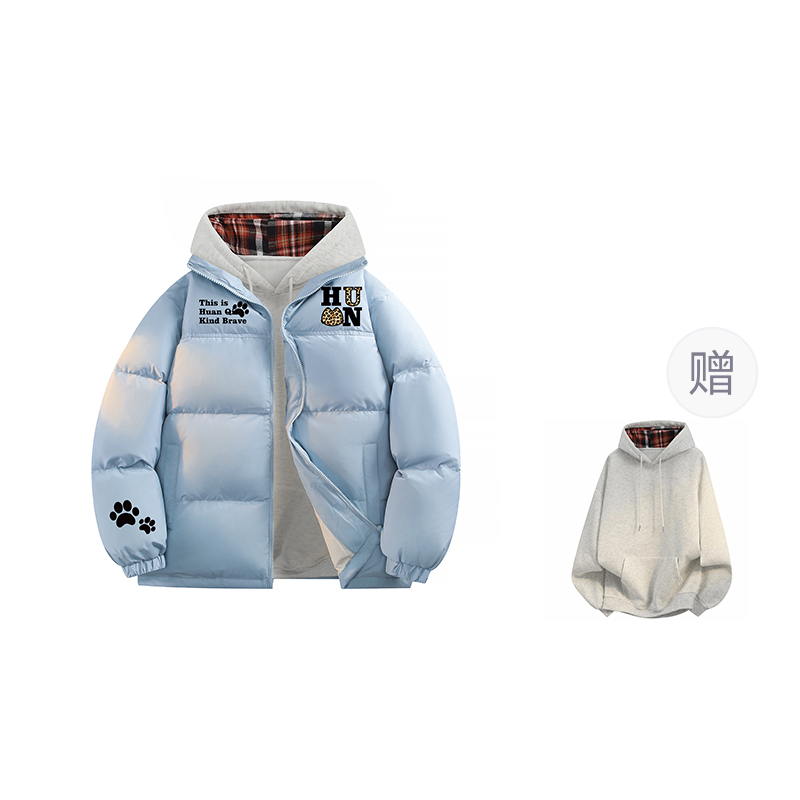 

Пуховик Unisex с воротником стойкой утепленный HUANQIU, dusty синий (with plaid sweatshirt)