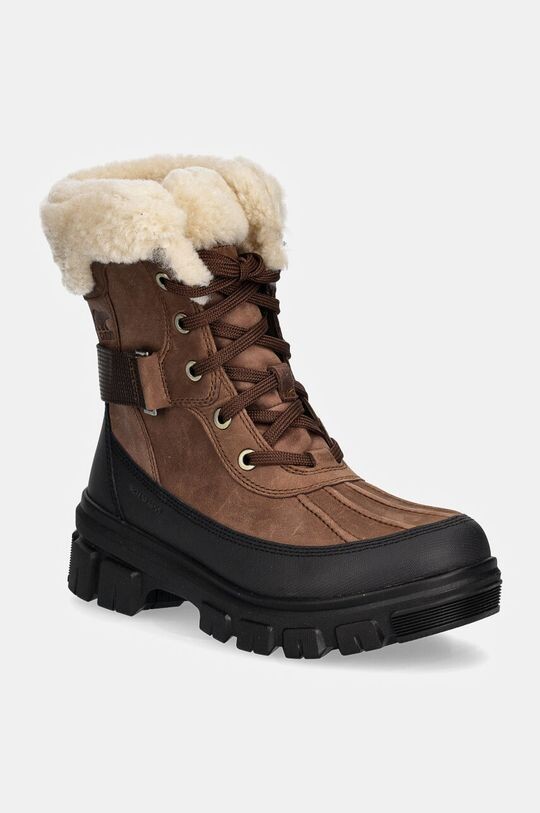 Ботинки женские Sorel зимние с мехом, коричневый